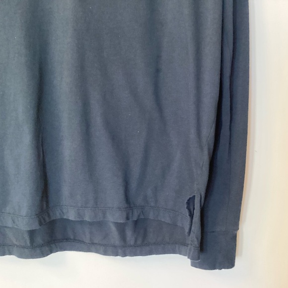 James Perse Long Sleeve Cotton Split Neck Top - Navy - S - Picture 3 of 7